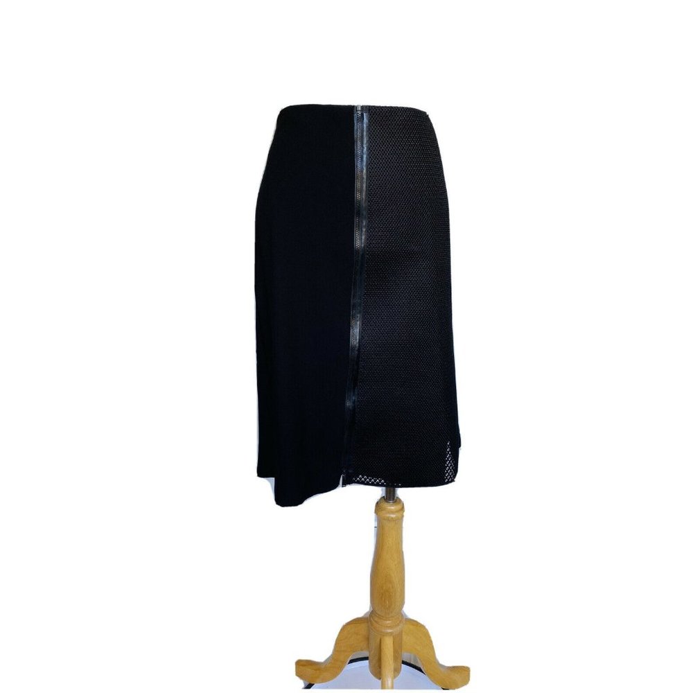 Elie Tahari Linda MIDI Skirt Black Mesh Detail size 14 New Without Tags - Picture 2 of 10